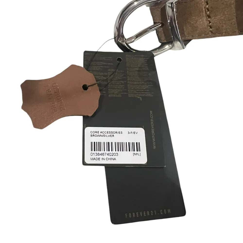 Forever 21 Brown Suede Leather Belt Classic Design M/L NWT - Image 3