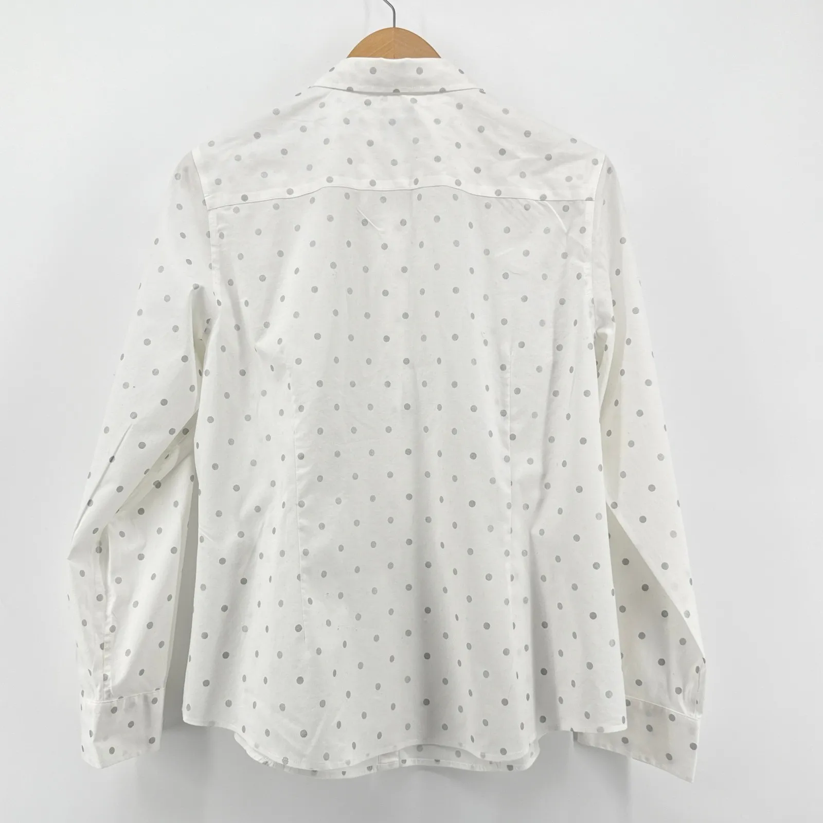 Talbots Perfect Shirt White Silver Dot Non Iron Cotton Spandex Button Up Size 18 - Image 7