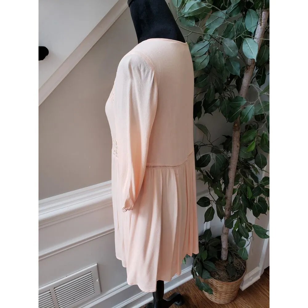 Miami A Line Dress Womens S Pink Lace Floral Lined Long Sleeve V Neck Pullover - Image 14