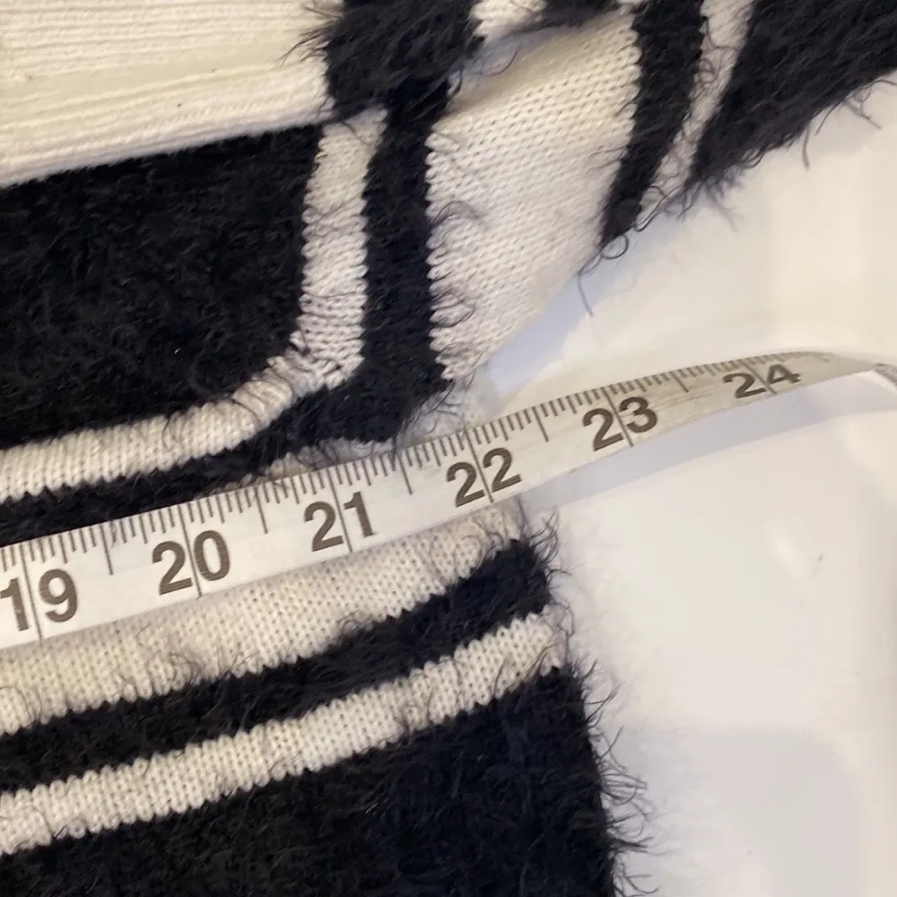 Ann Taylor LOFT Black Cream Striped Camel Hair Blend Pullover Sweater EUC Sz XL - Image 10