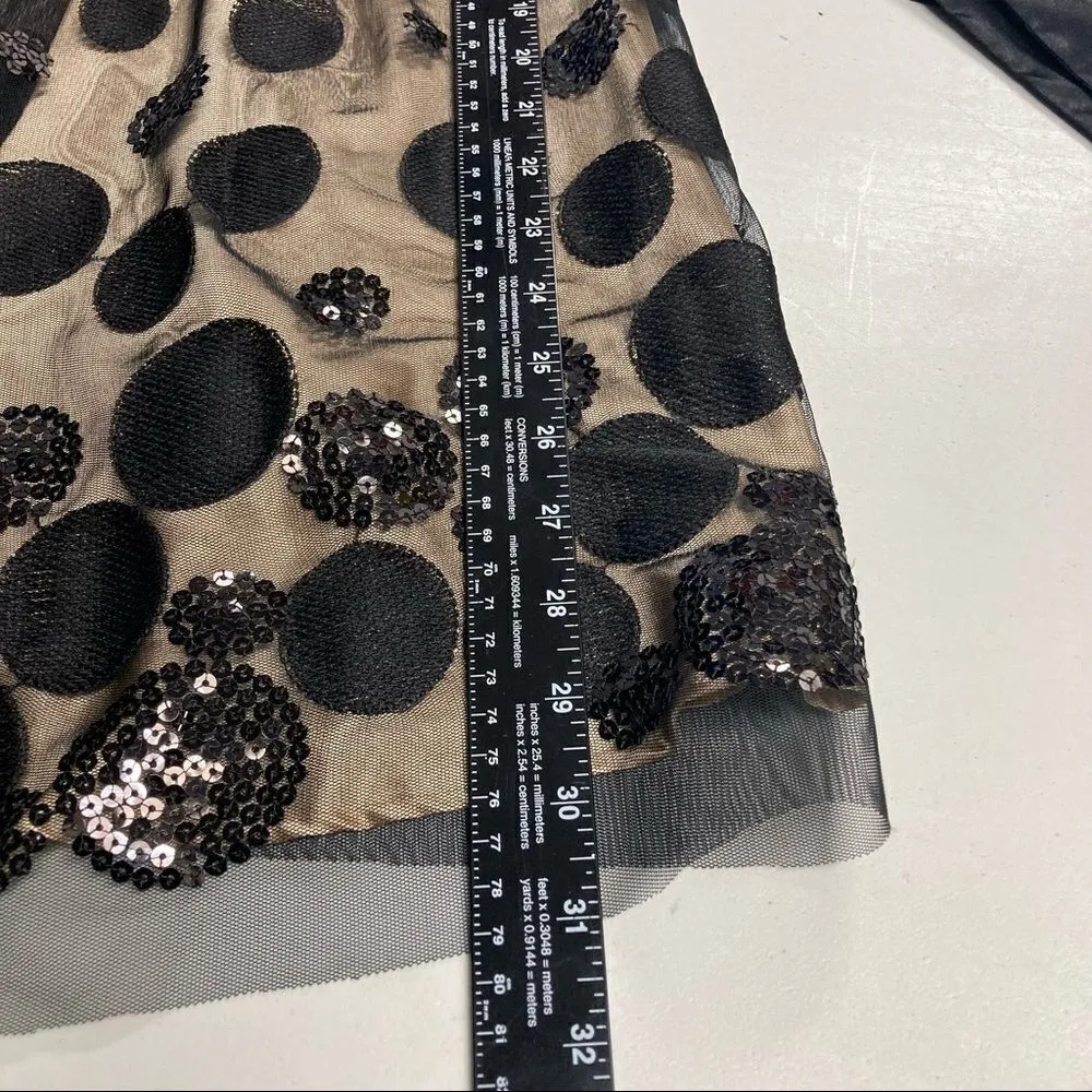 S.L. FASHIONS Black & Gold Sequined tulle Women’s dress Size‎ 12 sleeveless - Image 4