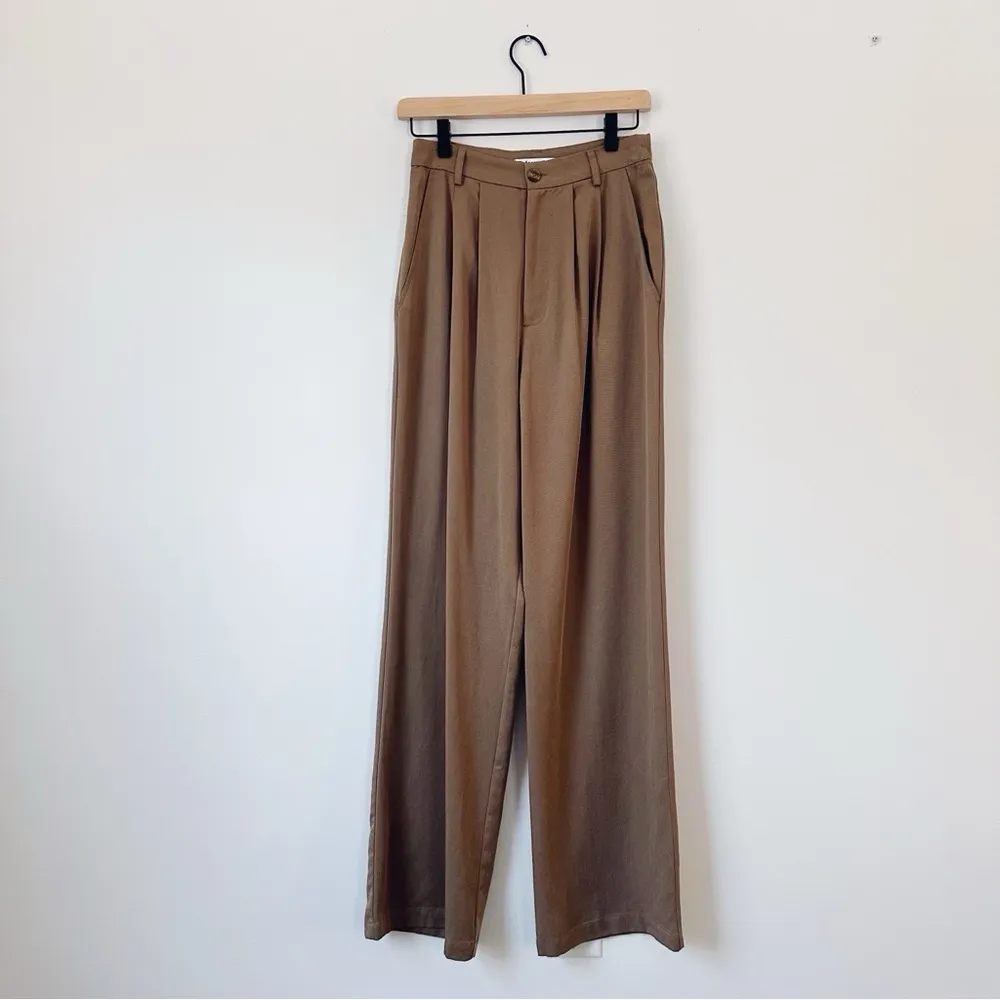 NEW Reformation Mason Wide Leg High Waist Pants Tan - Image 9