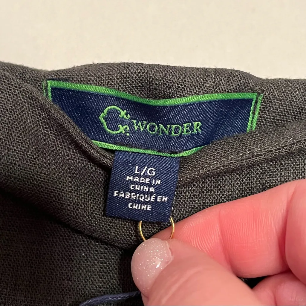 C. Wonder Women SZ Large Green Linen‎ Blend Sleeveless Top Blouse Coastal NEW - Image 2