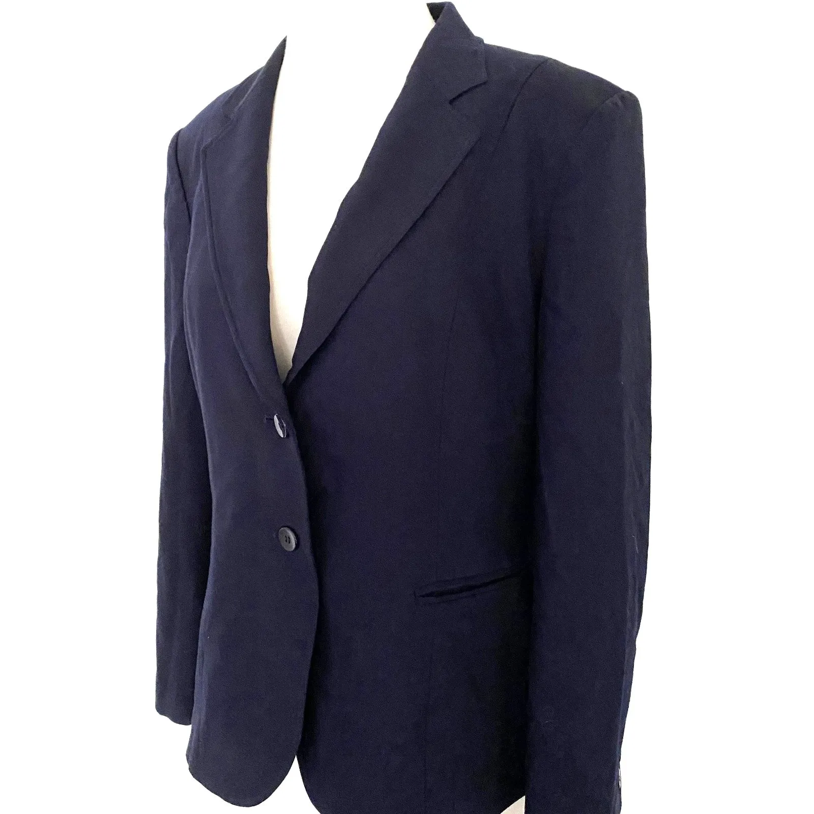 VTG Talbots Navy Wool Long Sleeve Button Front Office Blazer Jacket 10P - Image 10