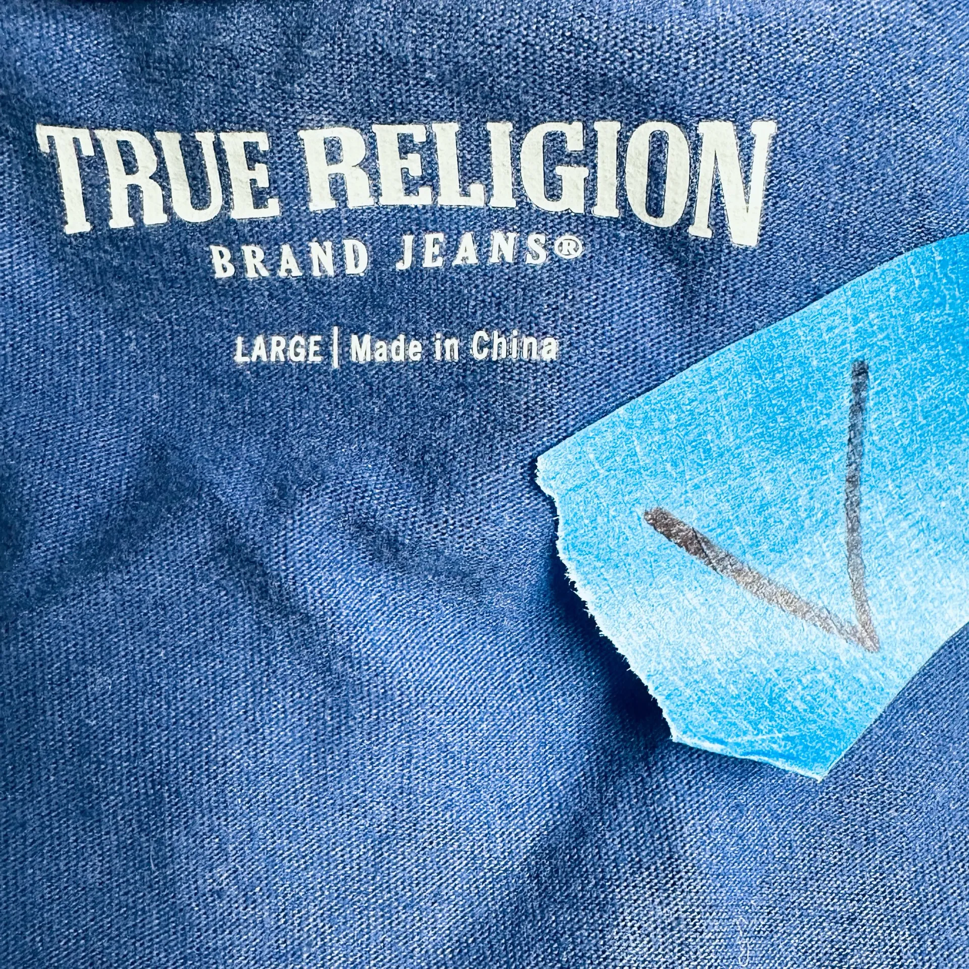 Womens TRUE RELIGION TIE DYE PRINTED SLIM V NECK T SHIRT L BLUE RIBBON Multiple Size L - Image 7