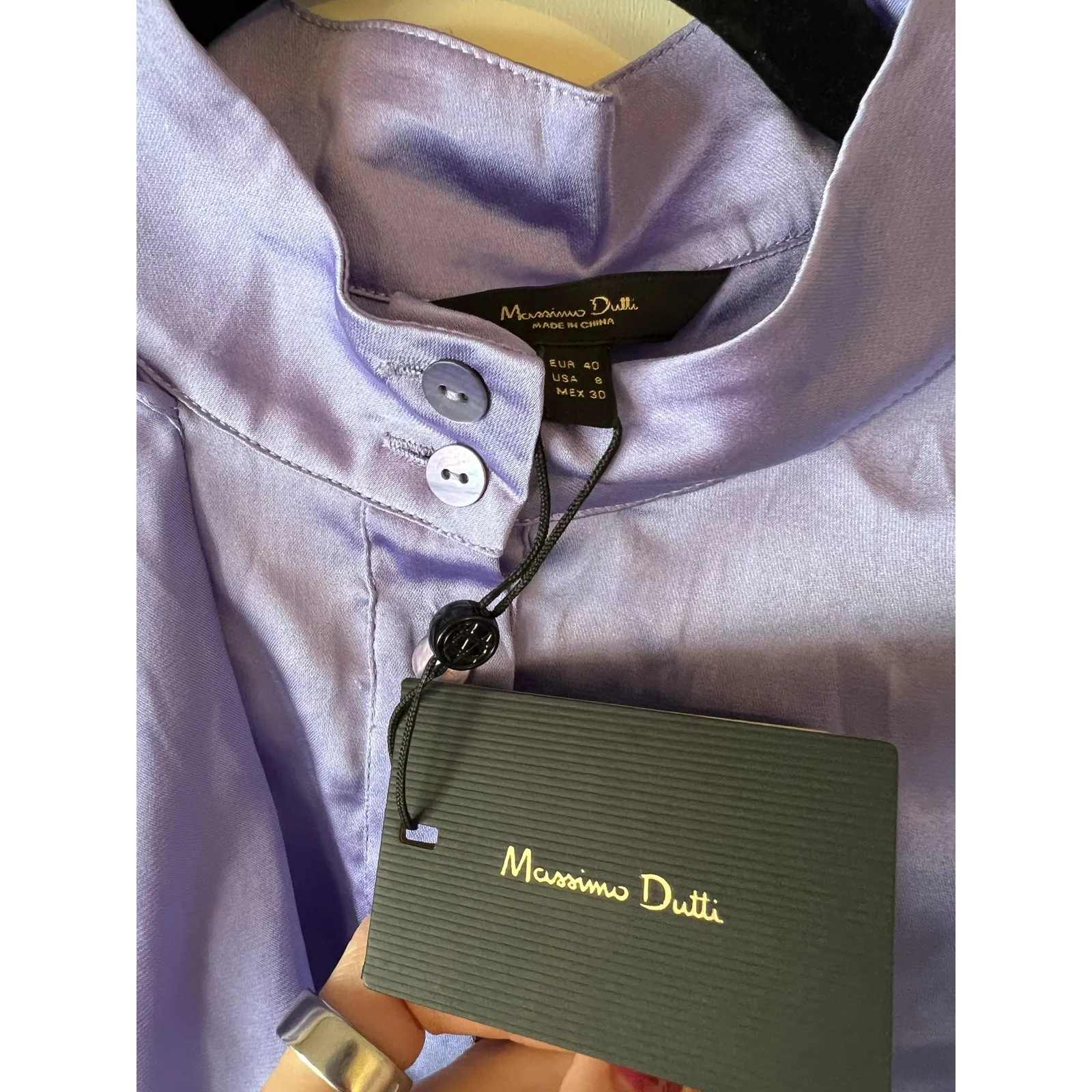 Massimo Dutti Faux Silk Mock-Neck Blouse - Image 3