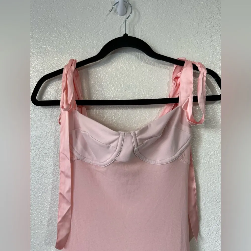 NWT Free People Got Glam Mesh Tie Shoulder Midi Slip Dress Size Small - Image 6