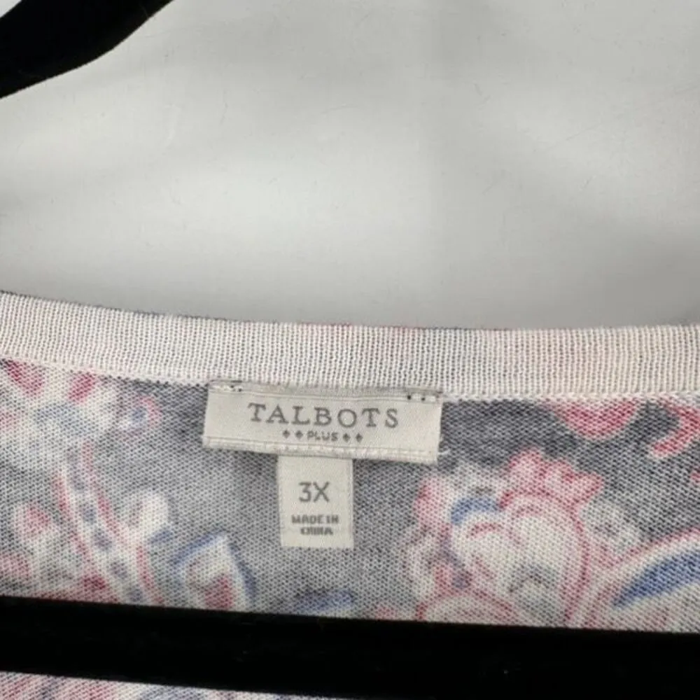 Talbots Womens Floral Paisley Cotton Blend Long Sleeve Sweater Top Multicolor 3X - Image 5
