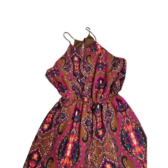 Everly Womens Pants Jumpsuit S Brown‎ Purple Sleeveless Open Back Wide Leg Crop - Image 3