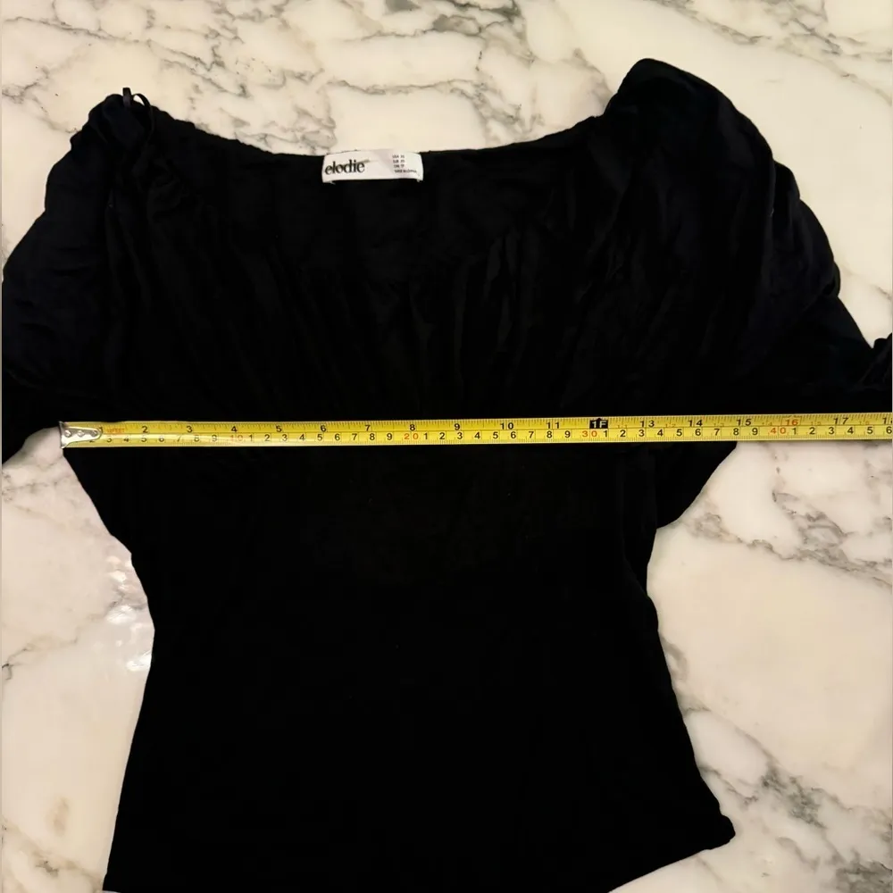 NWOT Elodie Women's Top Black Ruched Long Sleeves Bodysuit Blouse Size XS - Image 5