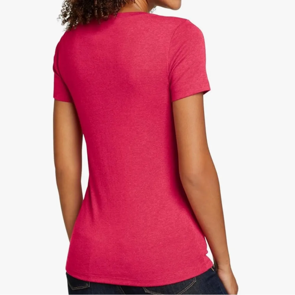 Eddie Bauer Magenta vneck Tee short sleeved size small - Image 2