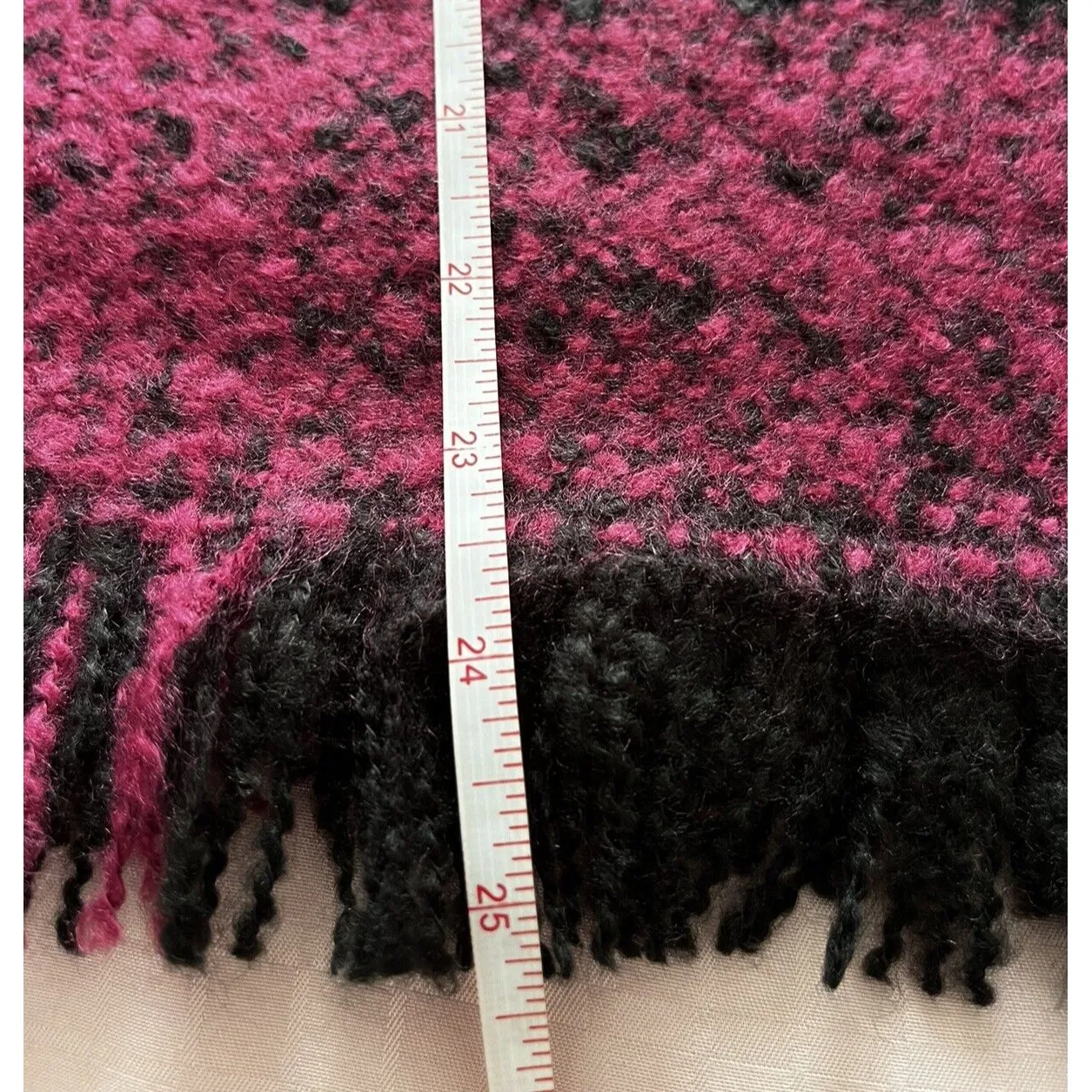 Max Edition Burgundy Black White Knit Poncho Women Sz S/M Boho Cozy Sweater - Image 7