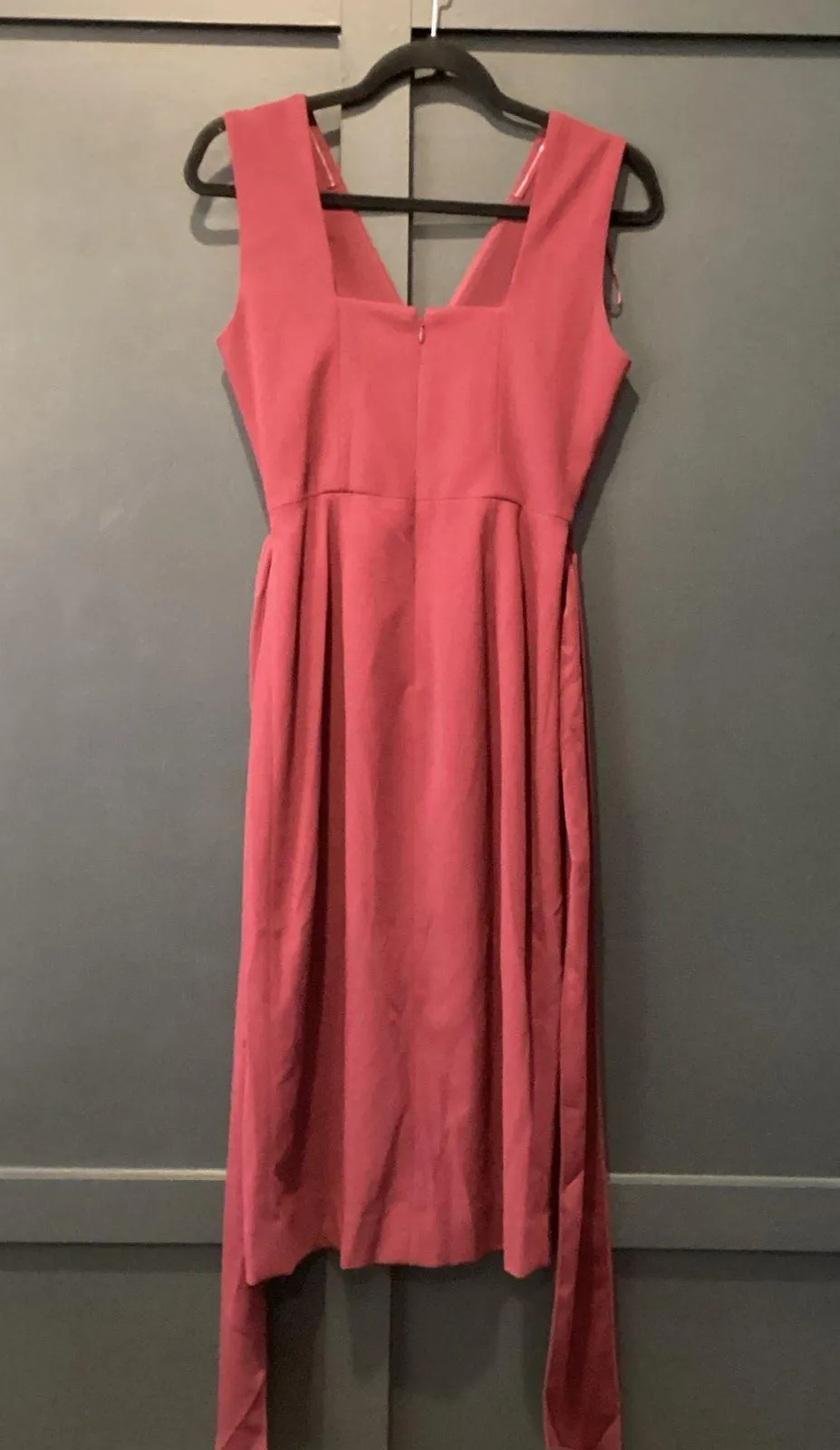 Dress the Population Alessia Tie Waist Crepe fitted cocktail Dress dark magenta - Image 9