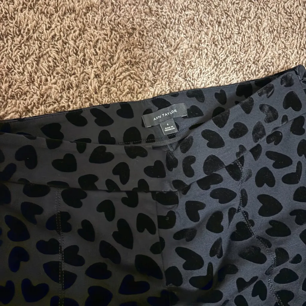 Ann Taylor Heart Polka Dot Pants 6 Black Rayon Nylon Blend Zip Valentine's Day - Image 2