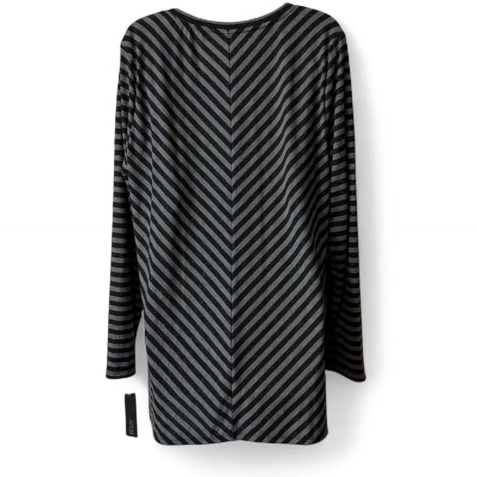 Apt 9 Sparkle Striped Modern Essentials V Neck Long Sleeve Tunic - Image 4