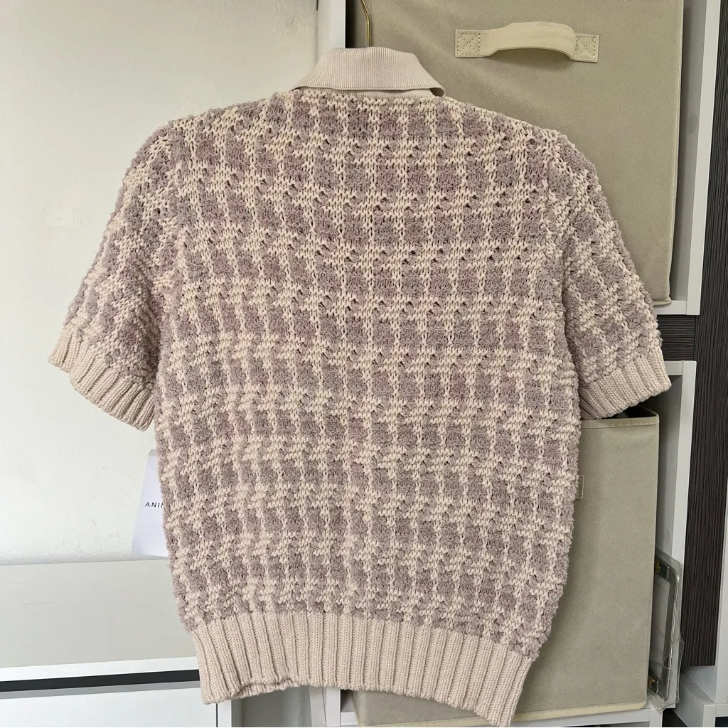 NWT Anine Bing Tommy Cardigan Sweater in Lavender and Cream - Image 4