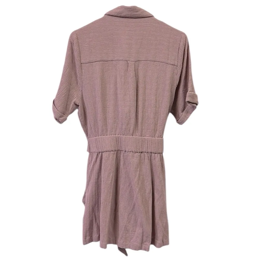 Free People Clementine Textured Wrap Tie Waist Double Pocket Mini Dress Small - Image 12