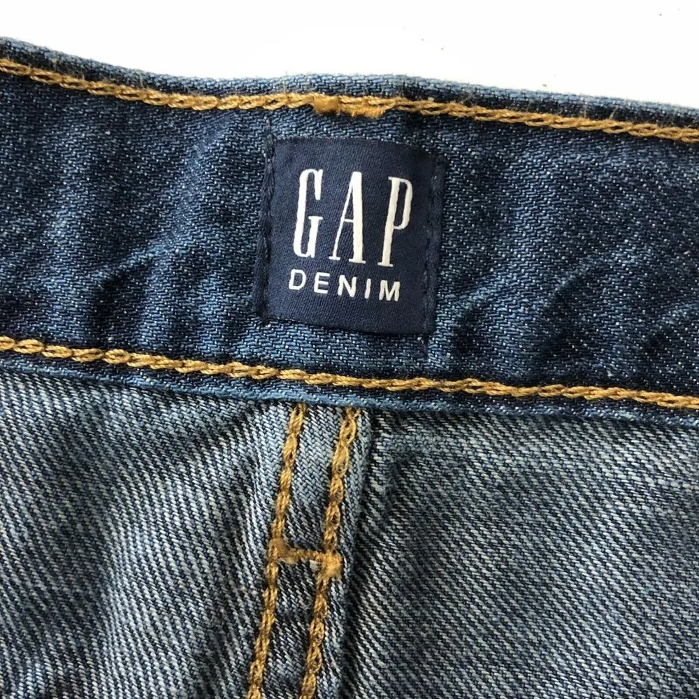 GAP Womens Best Girlfriend Jeans Distressed Cuffed Medium Wash 28 - Image 3