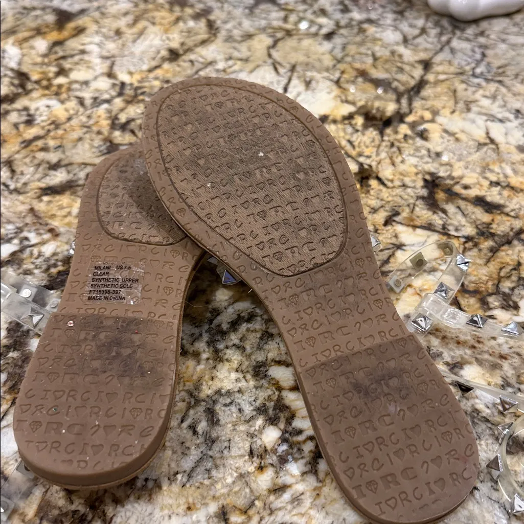 Milani Clear Silver Studded Strap Sandals Brown Size 7.5 - Image 7