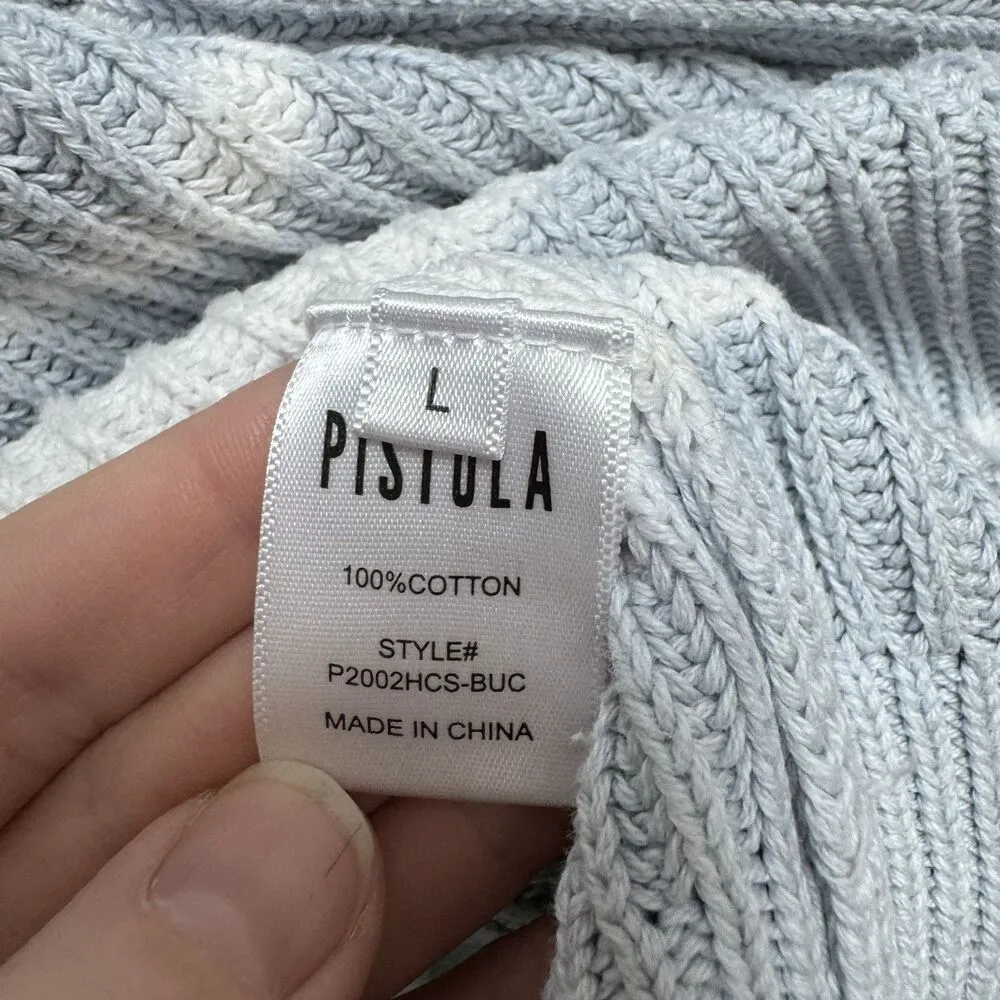 Pistola Eve Cropped Sweater Blue White Tye Dyed Chunky Knit Cotton Womens Large - Image 6