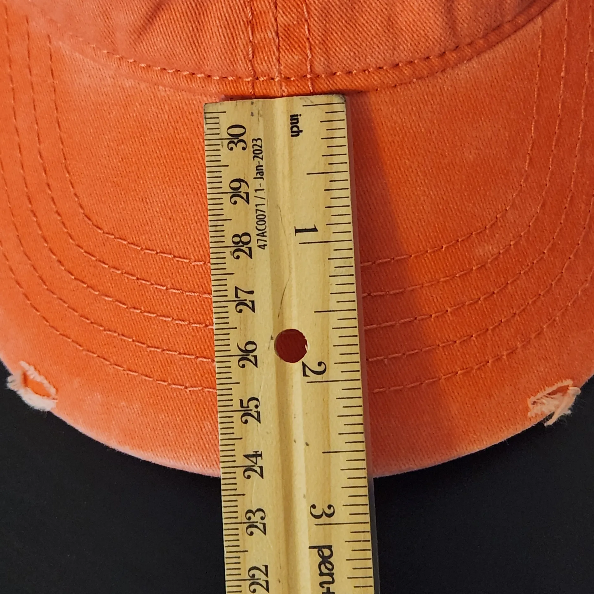 Distressed Beach Hat Coral Baseball Hat with White Embroidery One Size Orange - Image 3