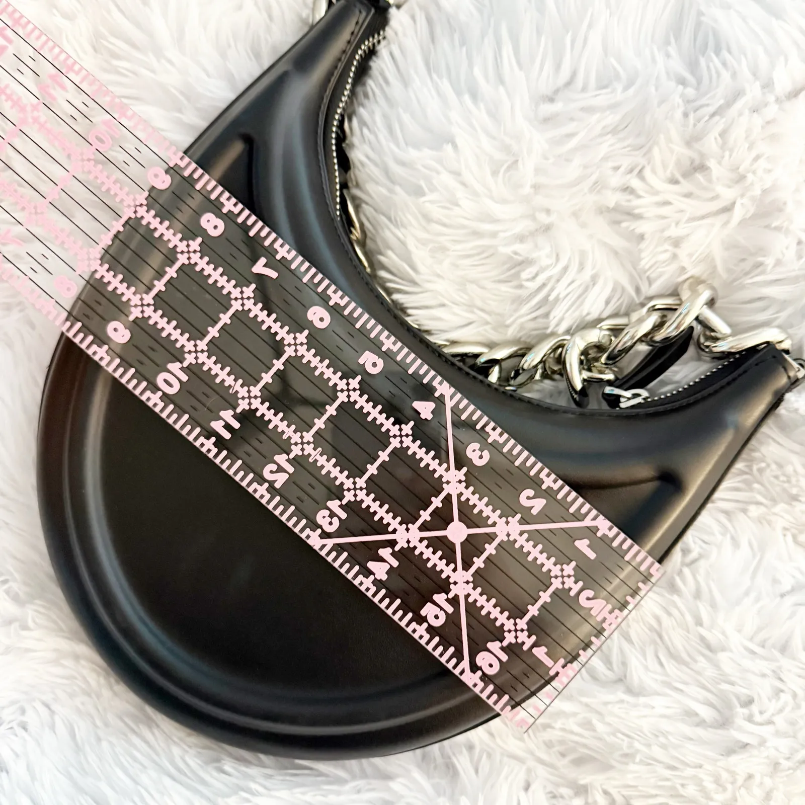 ZARA | Half Moon Chunky Chain Strap Shoulder Bag Black Purse Smooth Leather - Image 9