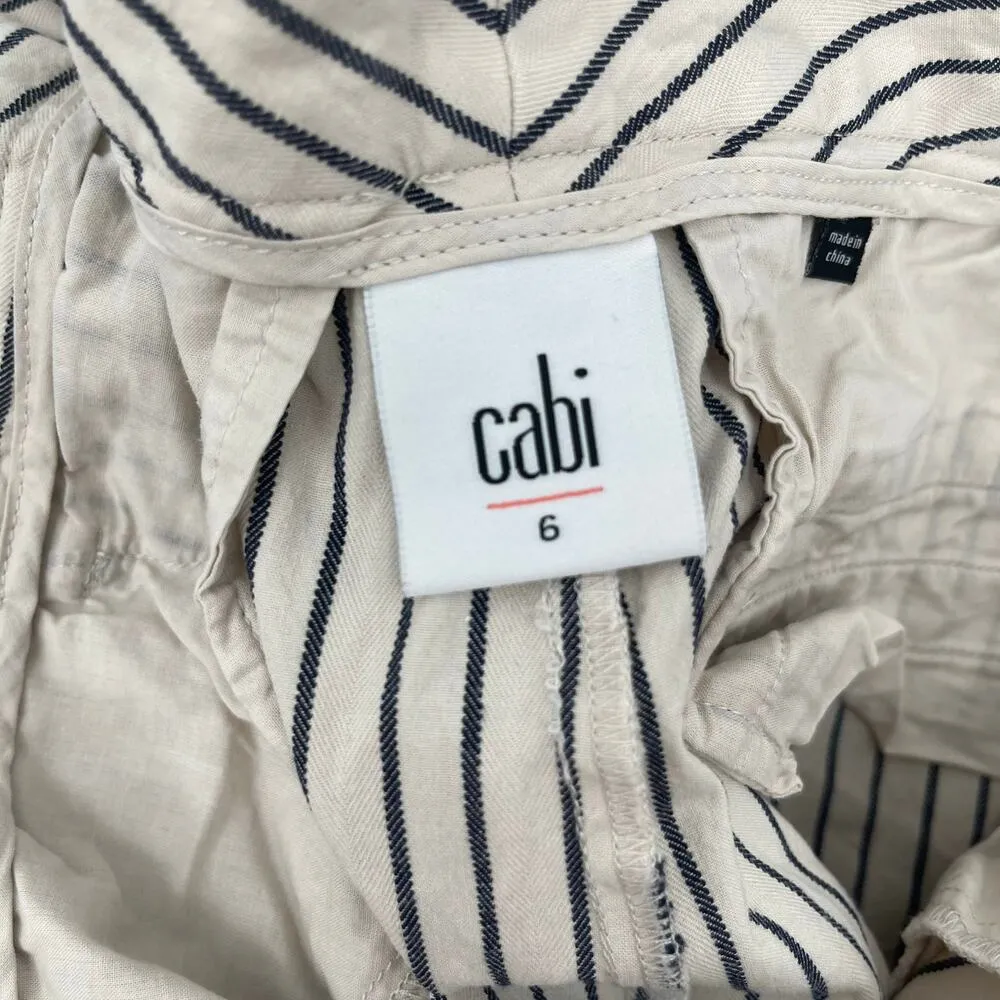 CABI Pants SZ 6 #5316 Stripe Tick Tock Crop Business Work Office Cotton Stretch - Image 5