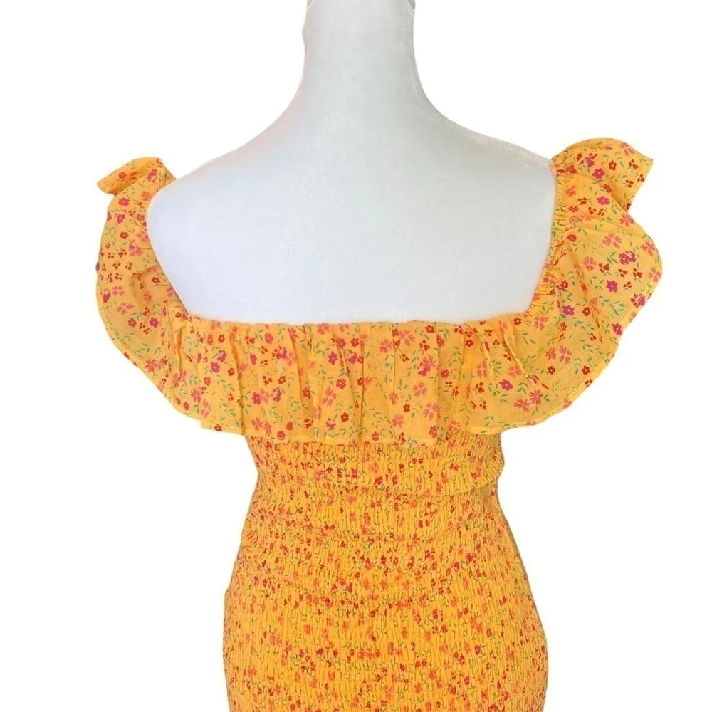 Lovers + Friends - Cendall Dress in Goldenrod Ditsy Mini Floral Sz S - Image 7