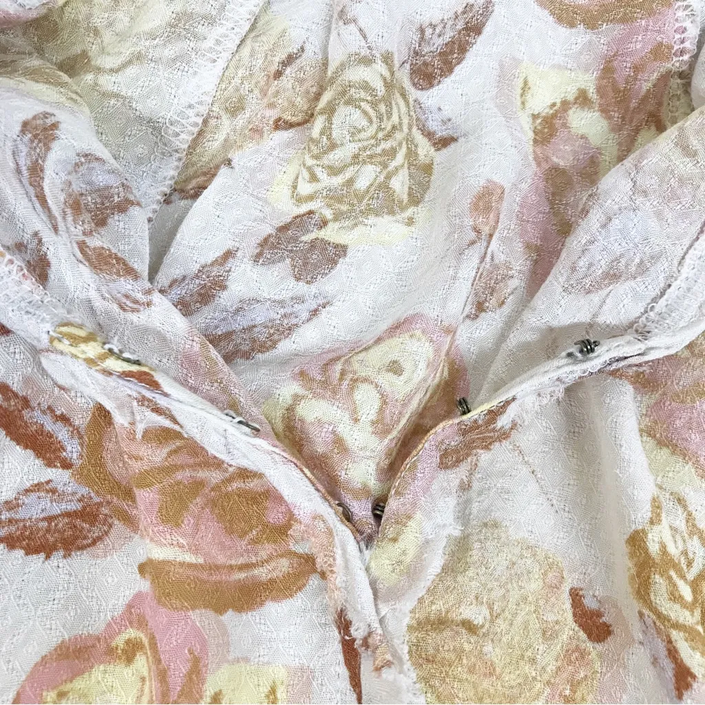 INTIMATELY FREE PEOPLE Cream Floral Print Bell Sleeve Bodysuit Bohemian Small‎ - Image 8