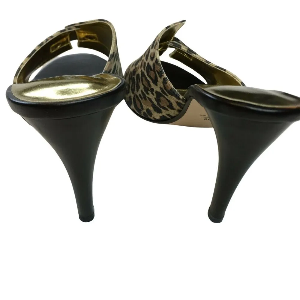 Ladies Women Animal Print Suede Low Kitten Heels Slip On Party Heels Size 8 u - Image 4