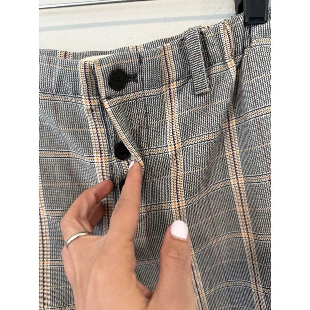 Maje Perse Plaid Wide-Leg Cropped Pants Elastic Waist - Size 34 U.S. Small - Image 6