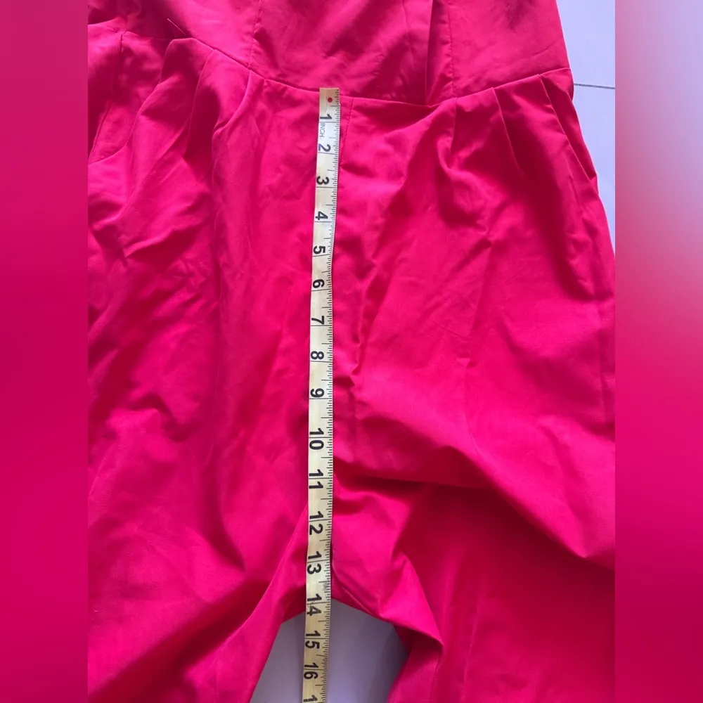 Elegant Red Strapless Jumpsuit wide leg chime size M pocket zipper Size M - Image 11