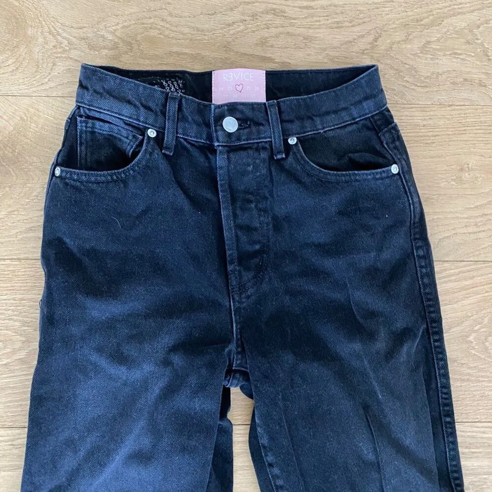 Revice Denim - Slit Knee Straight Leg Jeans in Black - Image 4