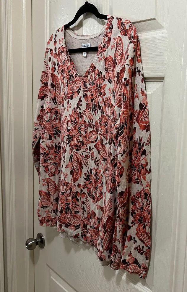 Croft & Barrow vneck sweater floral print size 1X - Image 3