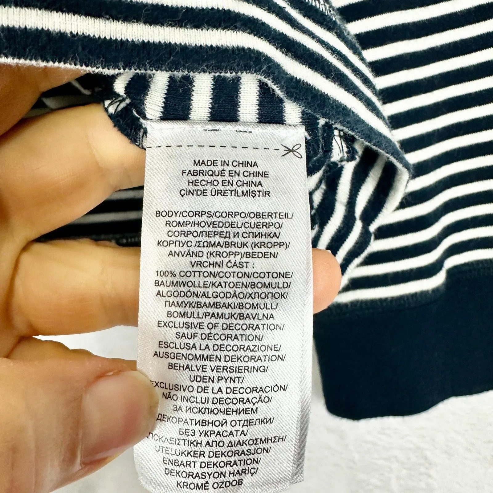 Lauren Ralph Lauren Womens Stripe Elbow Patch Top Size 2X Cotton Navy White - Image 6