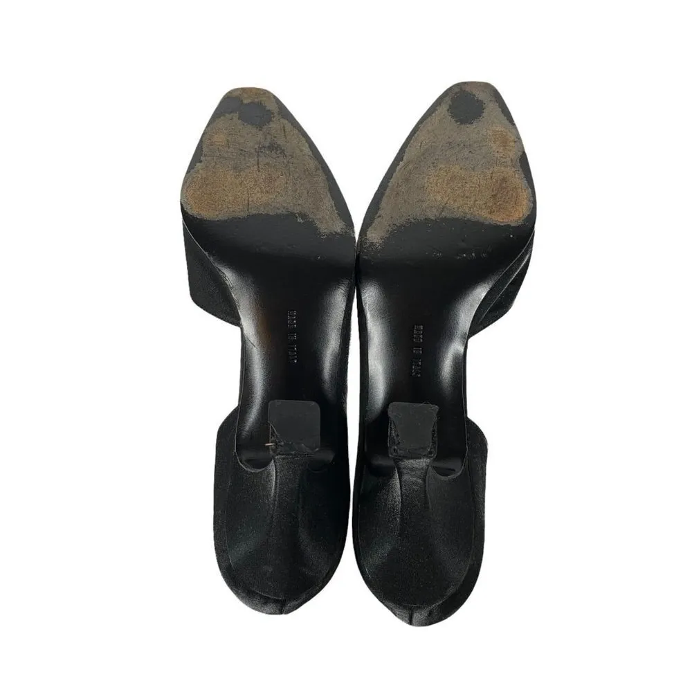 Vintage Y2K Salvatore Ferragamo Black Satin D'Orsay Heels Size 9 AA Evening - Image 7