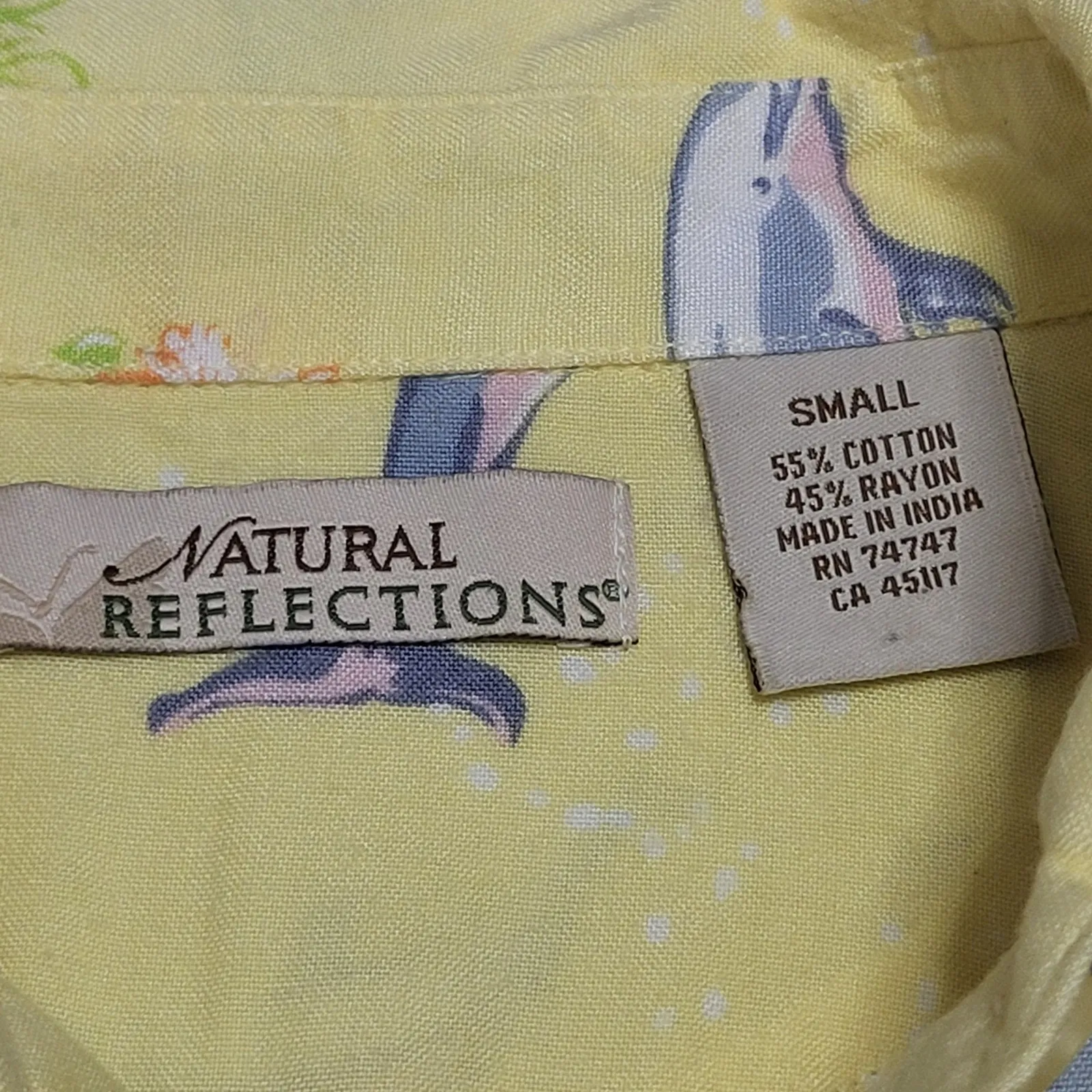 Vintage Natural Reflections 90s Dolphin Yellow Sleeveless Top Collared sz S - Image 3