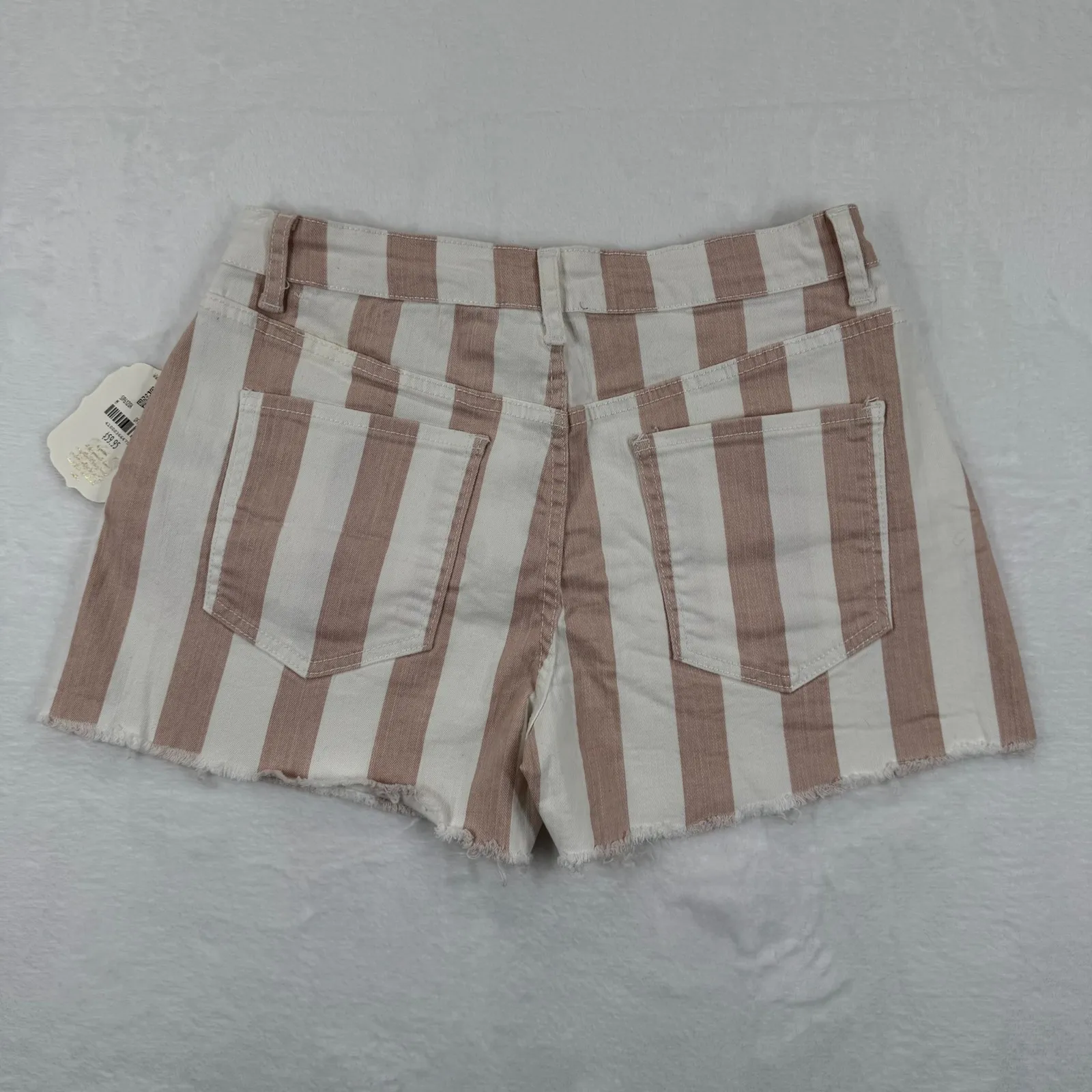 Altar'd State Womens Size M Pink White‎ Striped Cutoff Denim Shorts Frayed Hem Size M - Image 10
