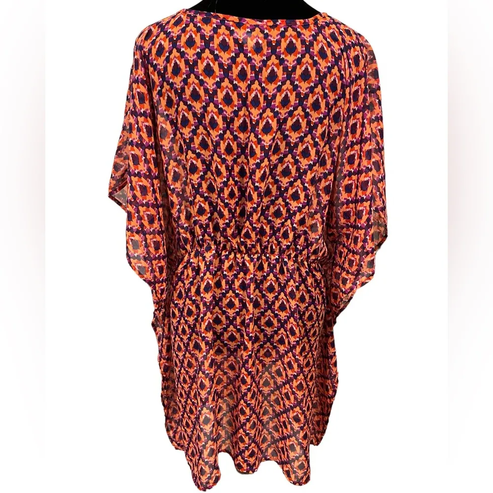 Old Navy Retro Colorful Geometric Artsy Sheer Cinched Caftan Swim Beach Coverup - Image 4