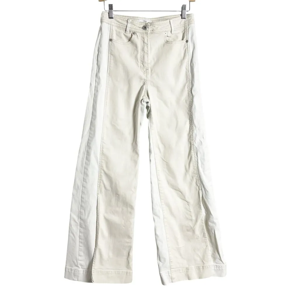 Something Navy Two Tone White Cream Wide Leg High Rise Jeans Size 8 - Image 5