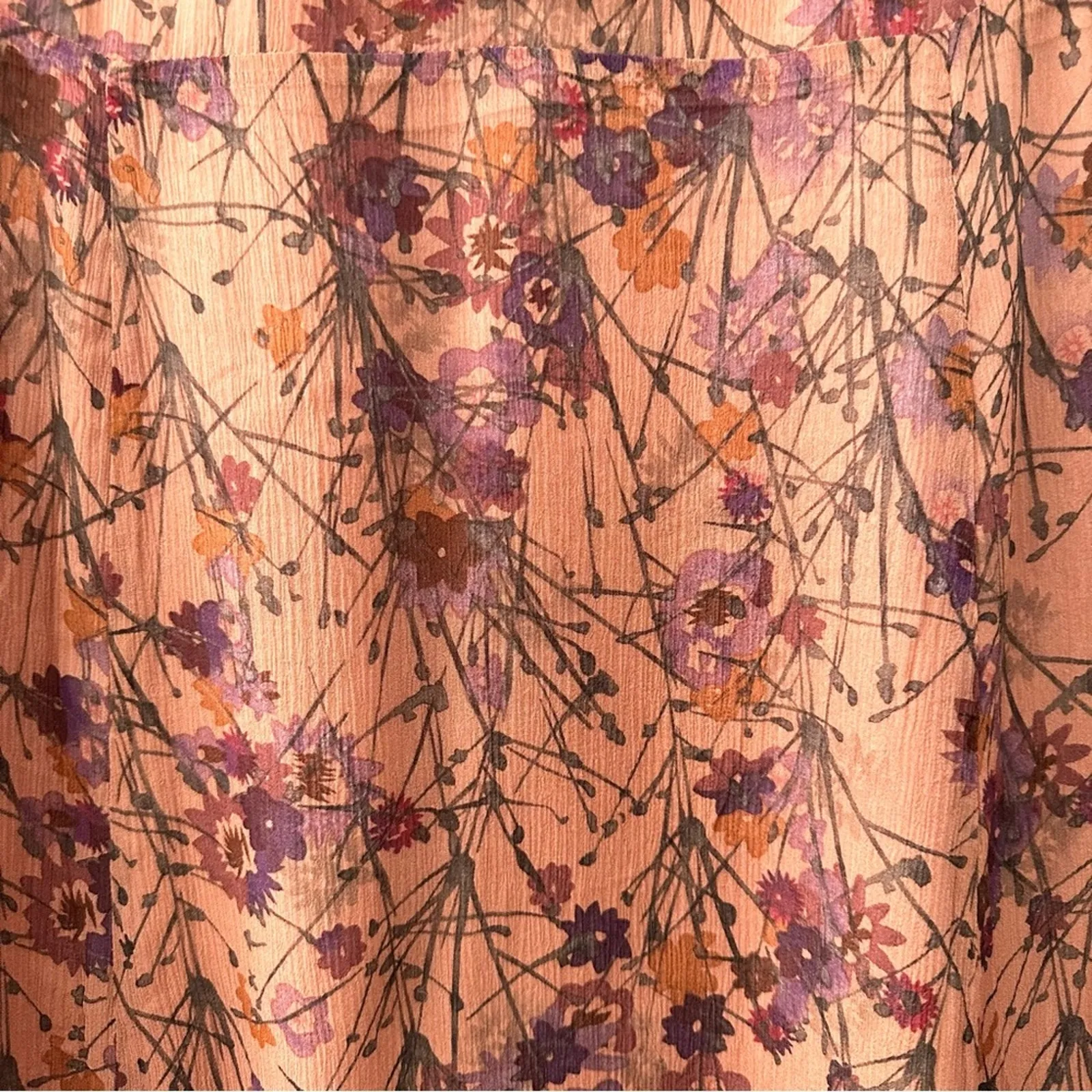 Sundance Silk Elysian Garden Orange Tan Wildflower Floral Print Ruffle Dress 10 - Image 8