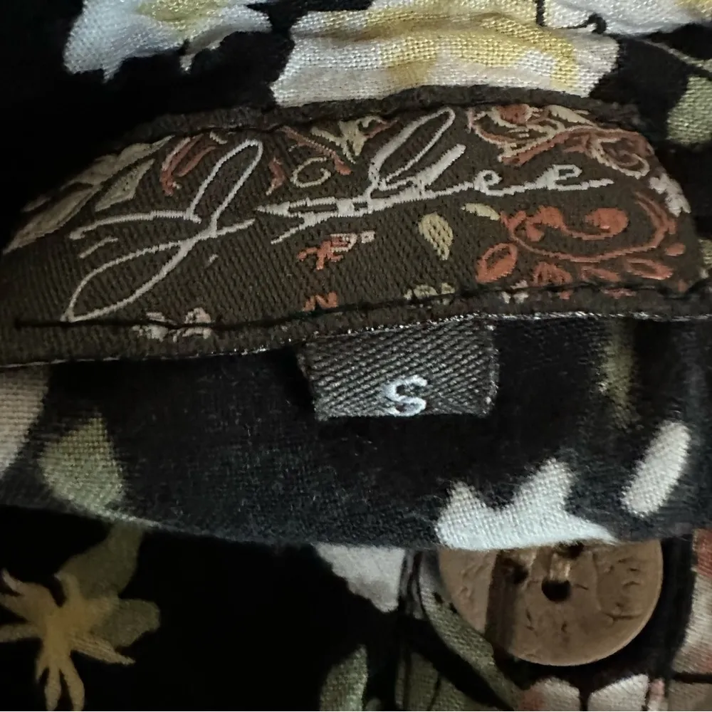 J Gee Black Floral Babydoll 3 Quarter Sleeve Half Button Up Dress Womens Small - Image 7