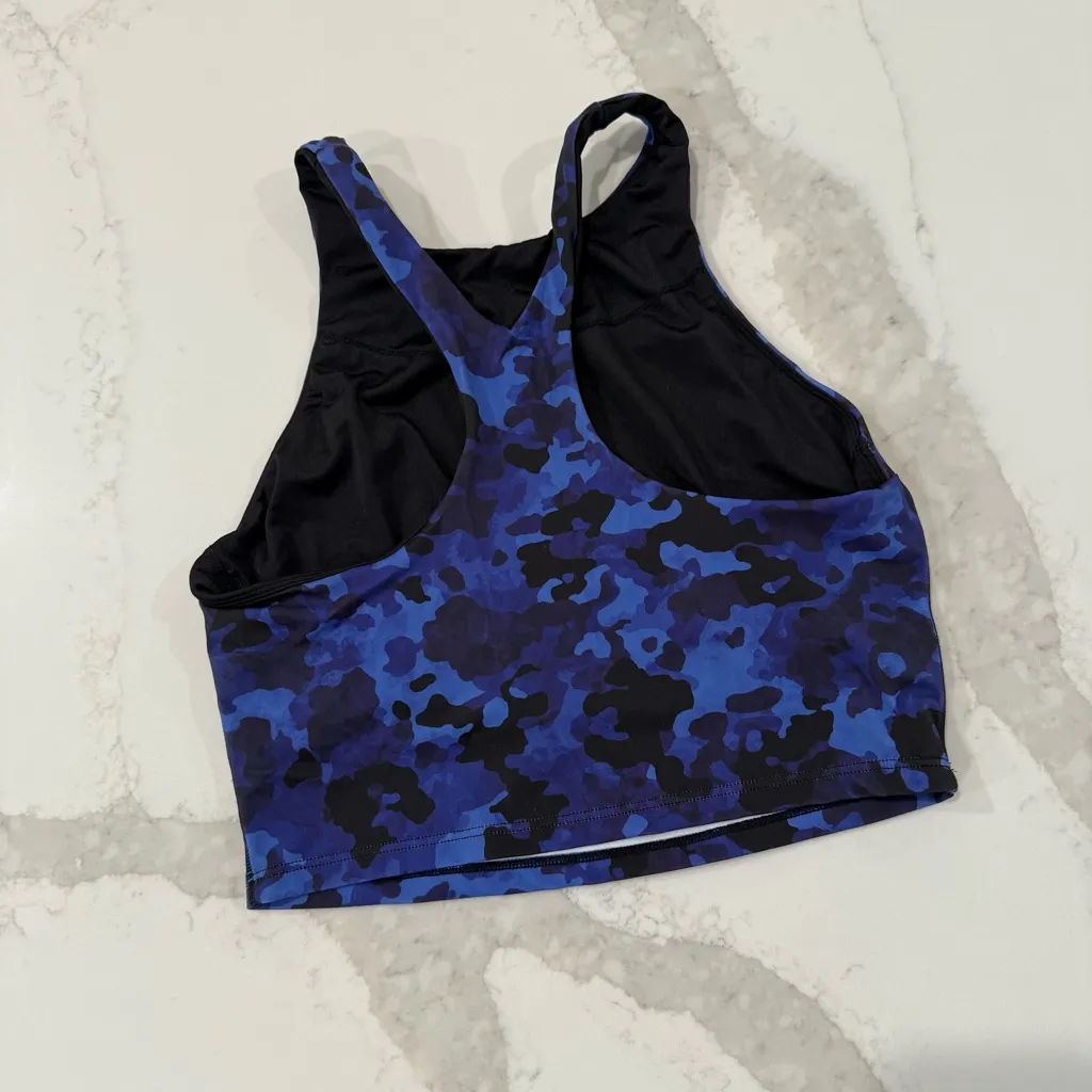 Athleta Conscious Crop Bikini Top Womens Size Medium Blue/Black Cloud Camo Swim - Image 3