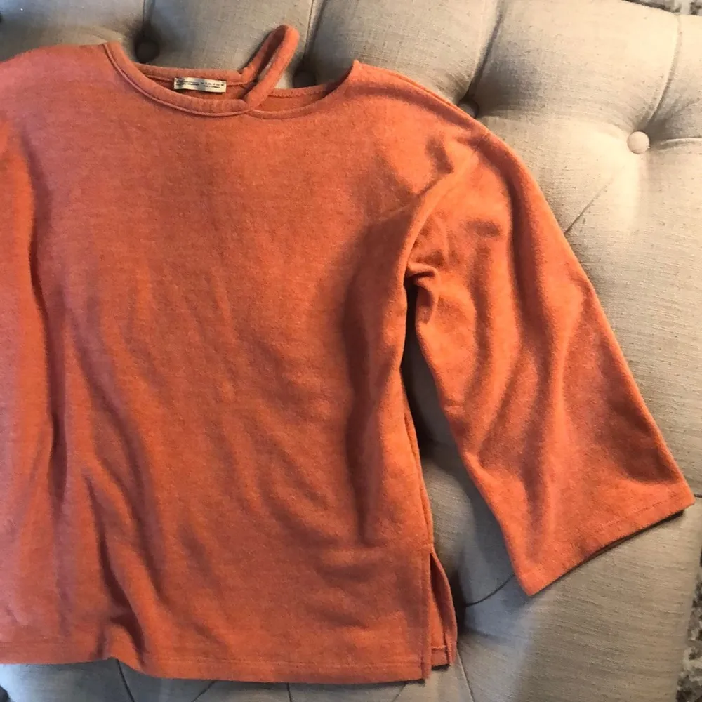 Zara Orange Sweater with Cut Out Neckline - Image 2