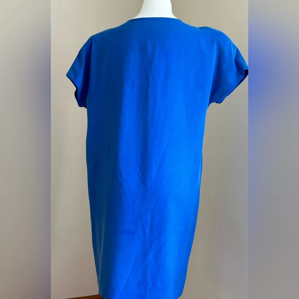 Nancy Crystal Blue Short Sleeves Gold Buttons Vintage Dress  Sz 6 Should… - Image 8