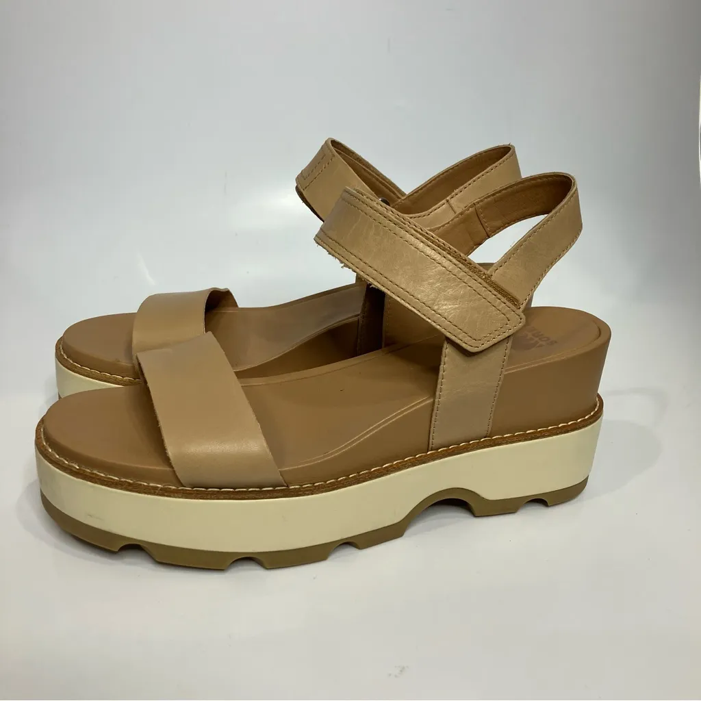 Sorel Joanie IV Y strap wedge platform sandals tan women’s size 10 trendy casual - Image 4