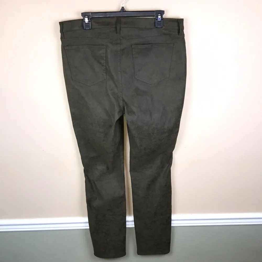 Women’s Alina Skinny Faux Suede Lift x Tuck Technology Olive Green Pants - Image 7