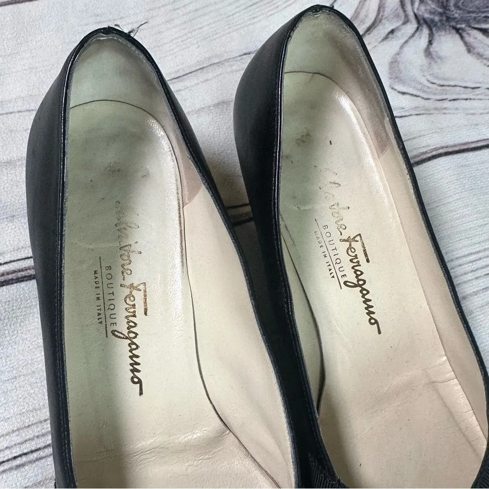 Vtg Salvatore Ferragamo Boutique Classic Block Heels Pumps US 8 AA Career Office - Image 6