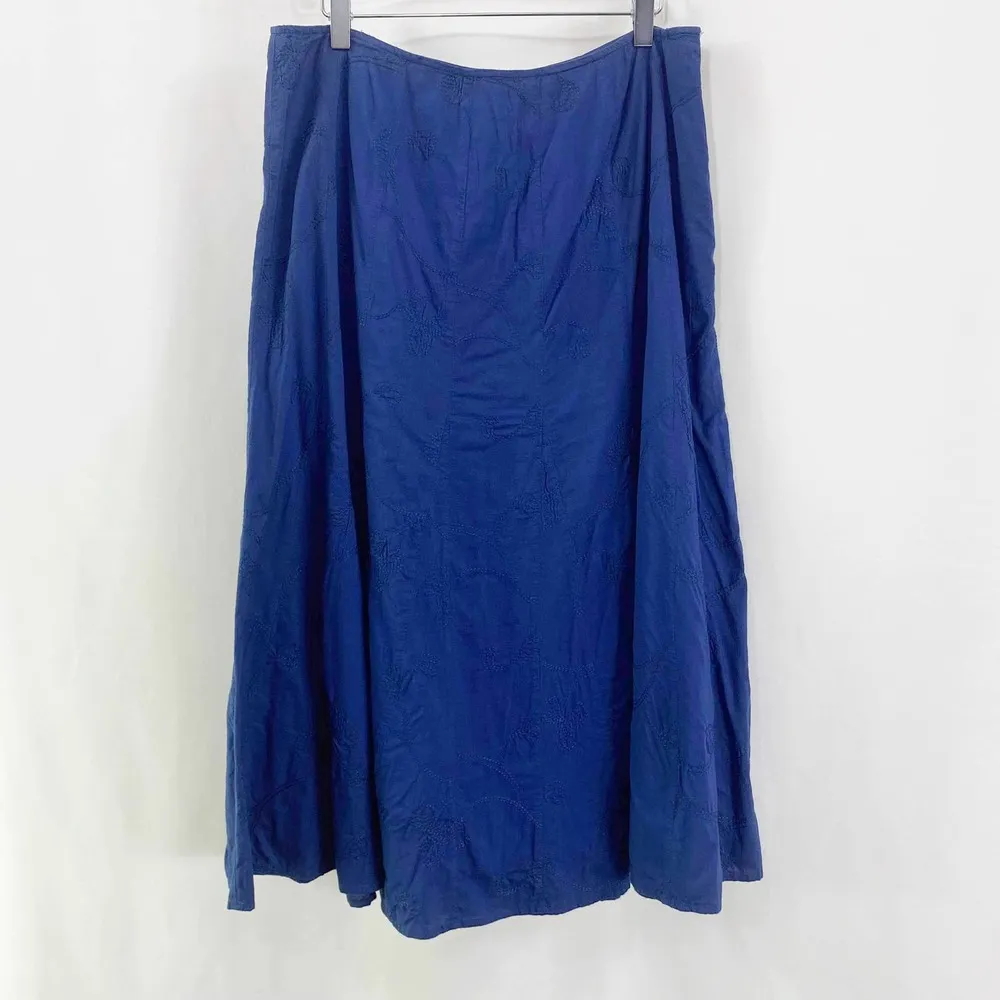 TALBOTS Blue Vintage Cotton Midi Tea Length A-Line Skirt - Image 14