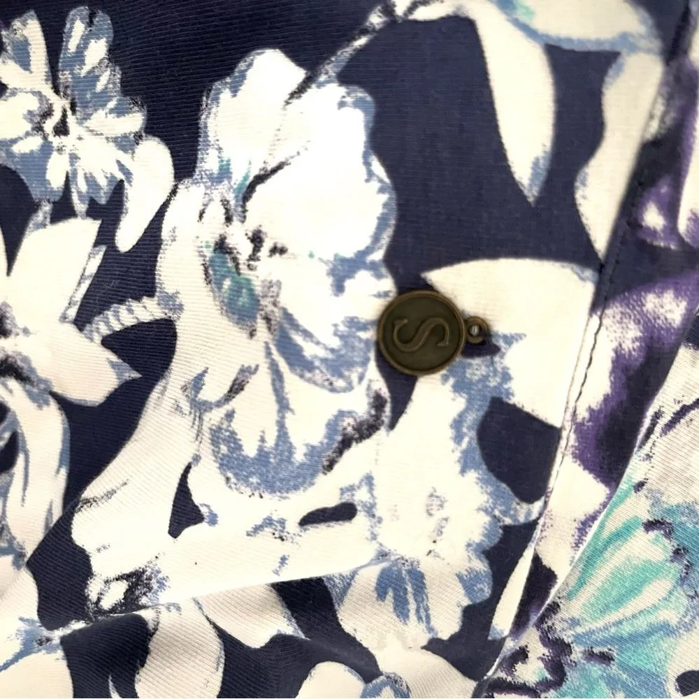 SOFT SURROUNDINGS Shapely Anywhere Dress 28045 Blue Floral Surplice Size Medium - Image 3